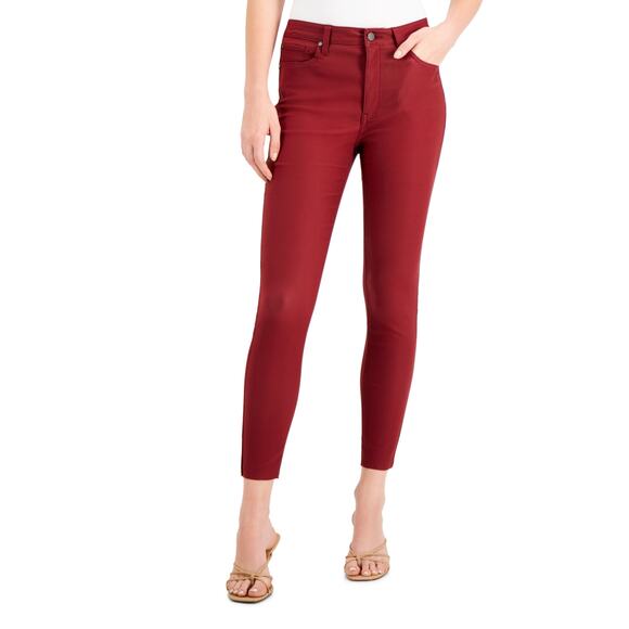 And Now This Red Burgundy Coated Skinny Glossy High Rise Jeans Size 24" New - Picture 1 of 8